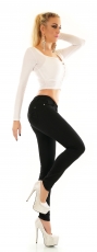 Preview: Sexy Skinny Jeans mit Schleifen-Applikation in schwarz