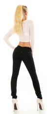 Preview: Sexy Skinny Jeans mit Schleifen-Applikation in schwarz