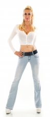 Preview: Bootcut-Jeans mit modischen Stretch-Gürtel in ice blue
