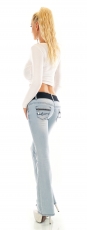 Preview: Bootcut-Jeans mit modischen Stretch-Gürtel in ice blue