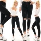 Preview: High Waist Used Jeans mit Knopfleiste - schwarz