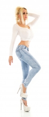 Preview: Slim Fit Schnee Jeans mit Push Up Effekt in acid blue