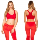 Preview: Sportliches Crop-Top mit süßer Raffung - rot