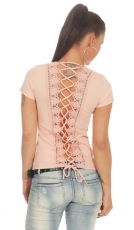 Sexy Top mit Schnürleiste im Rückenbereich - rosa