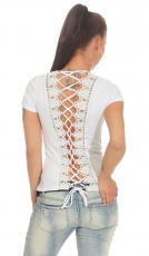 Sexy Top mit Schnürleiste im Rückenbereich - weiß