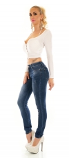 Preview: Sexy Middle Waist Push Up Jeans mit Vintage-Effekten in blue washed