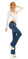 Preview: Klassische Middle Waist Bootcut Jeans in dunkler Waschung - blue washed