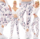 Preview: Moderne Freizeithose mit bunten Muster-Prints - multicolor rosa