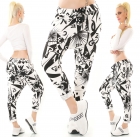 Preview: Lässige Harems Freizeithose mit frechem Print in schwarz / weiß