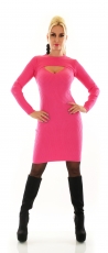 Preview: 2in1 Rippstrick-Midikleid mit Bolero in pink