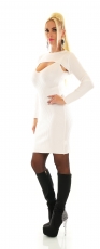 Preview: 2in1 Rippstrick-Midikleid mit Bolero in creme