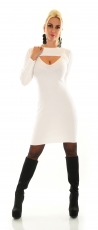 Preview: 2in1 Rippstrick-Midikleid mit Bolero in creme