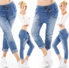 Preview: Lässige Jogging-Hose im Harem-Style mit aufgesetzter Knopfleiste in blue washed