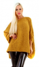 Oversize Cape Pullover mit Bouclé-Optik  in curry