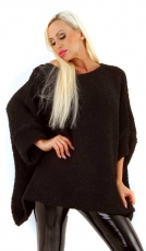 Oversize Cape Pullover mit Bouclé-Optik  in schwarz